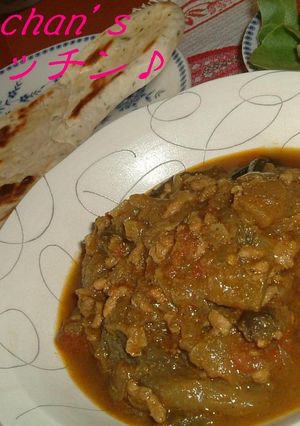 ナスのキーマカレー　～ナンを添えて～-レシピのメイン写真