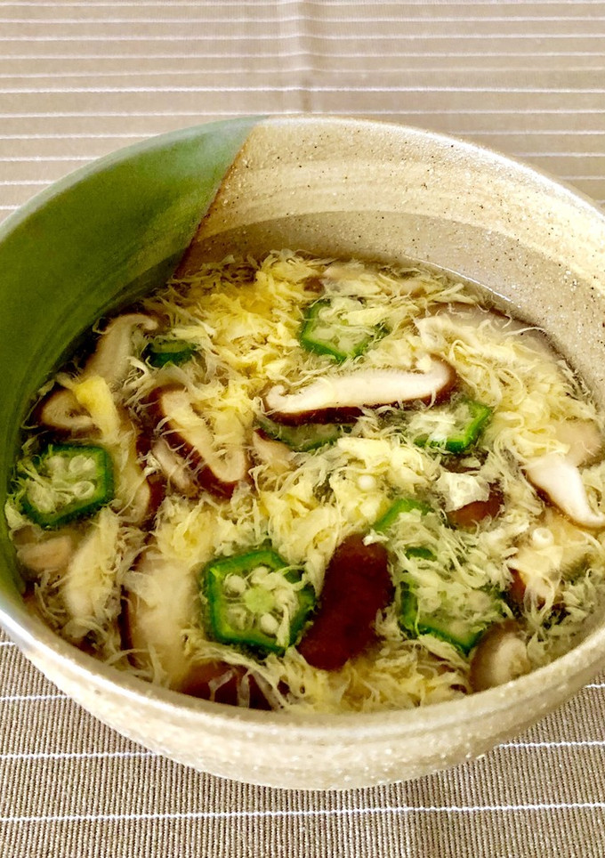 とろり椎茸・オクラのかき玉コンソメスープ-レシピのメイン写真