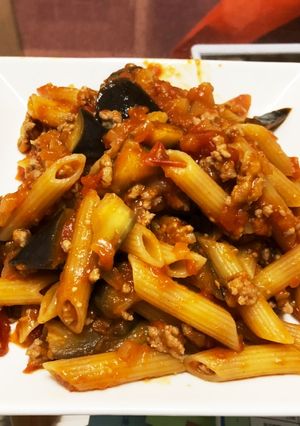 ナスとひき肉のミートソースパスタ-レシピのメイン写真
