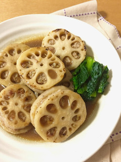 れんこん肉はさみのオイスターソース煮-レシピのメイン写真