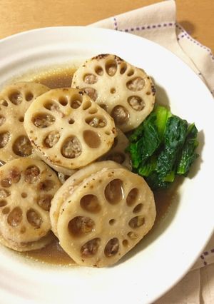 れんこん肉はさみのオイスターソース煮-レシピのメイン写真