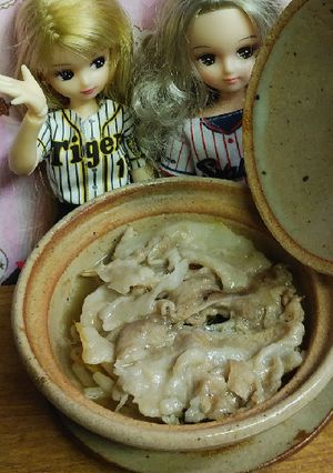 リカちゃん♡野球ꕤヤクルト？もやし豚蒸し-レシピのメイン写真