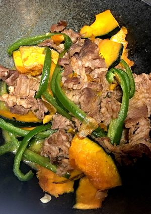 かぼちゃと牛肉のバター醤油炒め-レシピのメイン写真