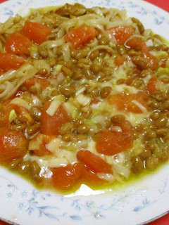納豆とそうめんのピッツア-レシピのメイン写真