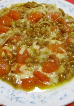 納豆とそうめんのピッツア-レシピのメイン写真