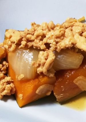 生姜で美味しい かぼちゃのそぼろ煮-レシピのメイン写真