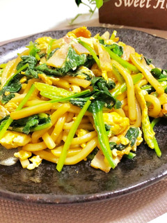 ほうれん草の醤油バターうどん-レシピのメイン写真