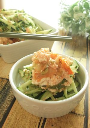 3分で完成！きゅうりの崩し豆腐キムチ和え-レシピのメイン写真