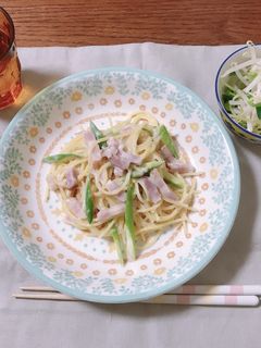 簡単アスパラベーコンのクリームパスタ-レシピのメイン写真