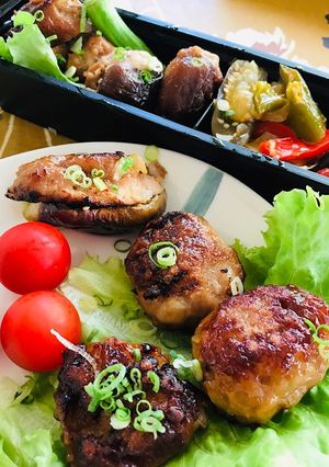 簡単つくねと椎茸肉詰めと肉茄子、弁当にも-レシピのメイン写真