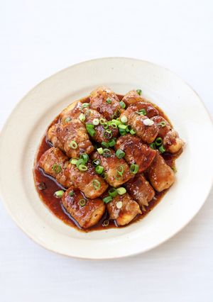 簡単ヘルシー【絹揚げの豚巻きコク照り焼き-レシピのメイン写真