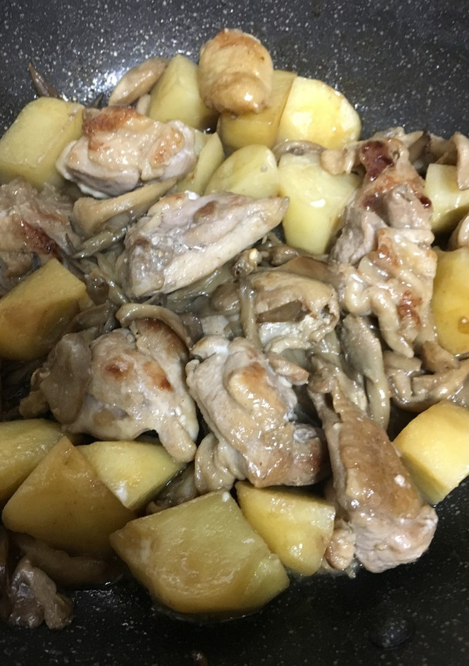 鶏肉と舞茸とじゃがいものマヨポン炒め-レシピのメイン写真