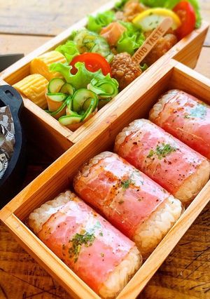 お弁当に♡簡単ベーコン巻きおにぎり-レシピのメイン写真