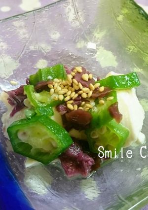 大人味☆豆腐のしば漬けとオクラのせ♪-レシピのメイン写真