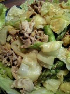 キャベツとアスパラと豚しゃぶ肉の味噌和え-レシピのメイン写真