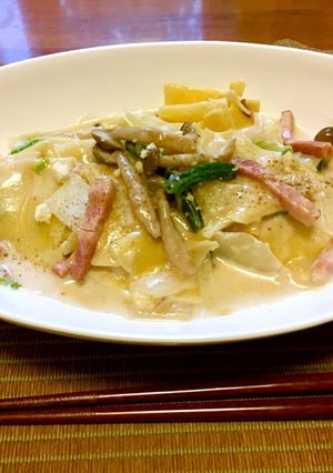 白菜とベーコンのクリームラザニア☆箸でも-レシピのメイン写真