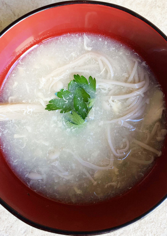 えのき茸と三つ葉のかき玉スープ-レシピのメイン写真