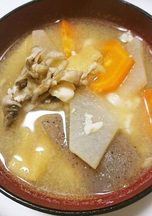 舞茸入り♫味噌入り具沢山のけんちん汁-レシピのメイン写真