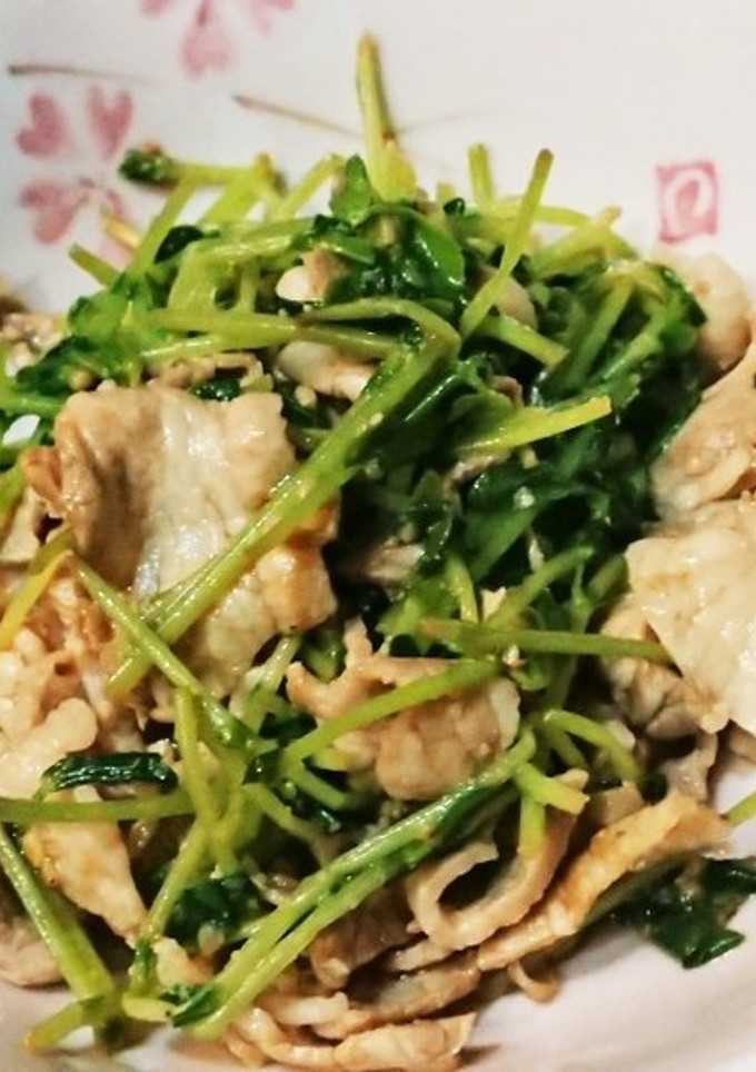 豆苗と豚ロースのごま和え-レシピのメイン写真