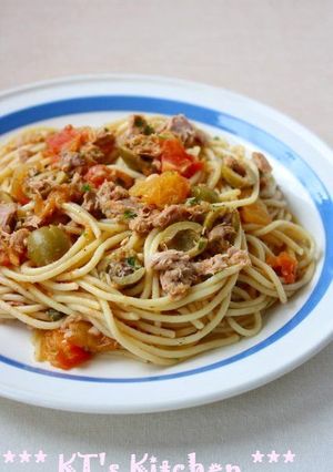 ツナとオリーブ、ケッパーのスパゲティ　-レシピのメイン写真