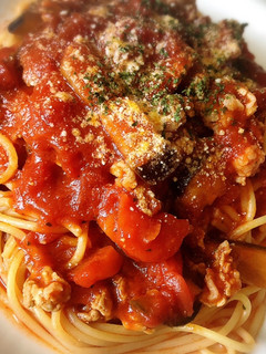 茄子と豚肉のトマトパスタ-レシピのメイン写真