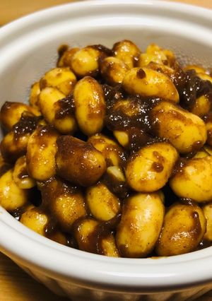 ぶどう豆（大豆の甘煮〜れんこん粉で）-レシピのメイン写真