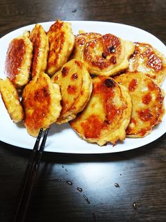 蓮根と鶏挽肉の挟み焼き!おまけにつくね!-レシピのメイン写真
