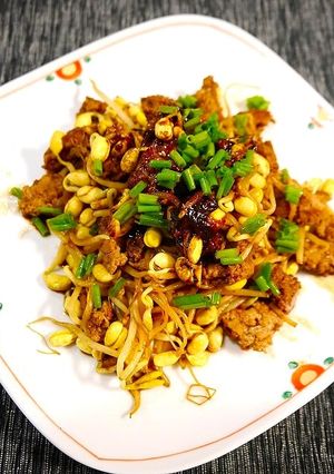 簡単！謎肉ともやしのピリ辛八丁味噌炒め-レシピのメイン写真
