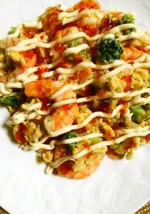 冷凍野菜でふわ卵スイートチリソースかけ-レシピのメイン写真