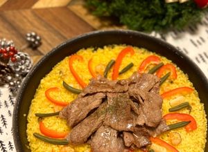 牛カルビ肉で☆材料少なめ豪華風パエリア☆-レシピのメイン写真