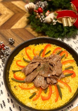 牛カルビ肉で☆材料少なめ豪華風パエリア☆-レシピのメイン写真