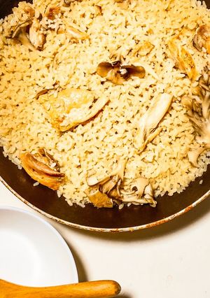 簡単！お出汁で鶏胸肉と舞茸和風リゾット♪-レシピのメイン写真