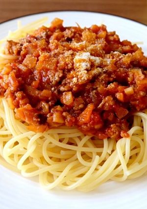 簡単♪秋野菜のミートソースパスタ-レシピのメイン写真