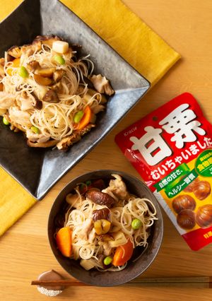 栗の下処理不要!栗のおこわ風焼ビーフン-レシピのメイン写真