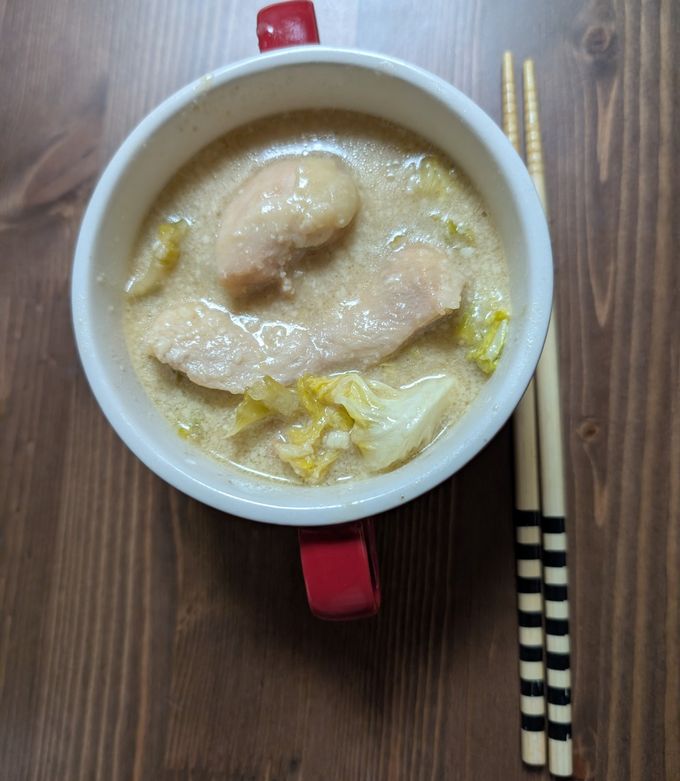 鶏胸肉と春キャベツの白味噌マヨ煮込み-レシピのメイン写真