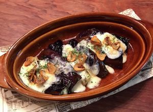 茄子のチーズ焼きにんにくチップのせ-レシピのメイン写真