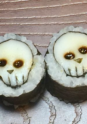 寿司型模様巻き(ハロウィン・ドクロ)-レシピのメイン写真