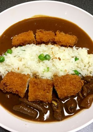 どて串カツカレーあいがけ丼ライス-レシピのメイン写真