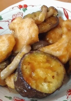 なすと鶏むね肉としめじの甘辛炒め-レシピのメイン写真