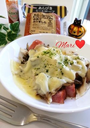 あらびきミートローフと舞茸のレンチン-レシピのメイン写真