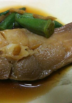 からすかれいの煮付け!オクラ付き!-レシピのメイン写真