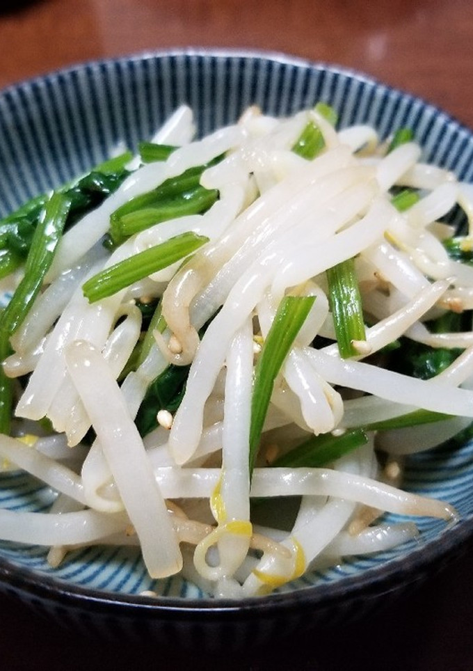 モヤシとほうれん草のだし醤油と胡麻油和え-レシピのメイン写真