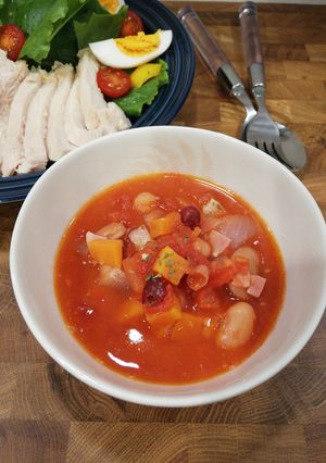 炊飯器でサラダチキンからのミネストローネ-レシピのメイン写真