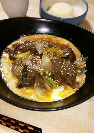 ステーキの残りを、野菜たっぷり卵とじ☆-レシピのメイン写真