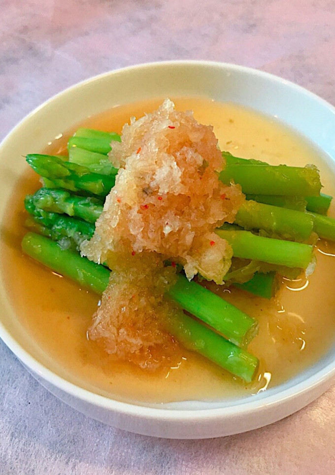 アスパラの麺つゆと大根おろしの煮浸し-レシピのメイン写真