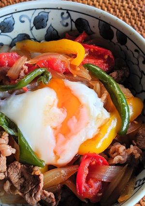 温泉卵をのせて✿ガッツリ牛丼-レシピのメイン写真