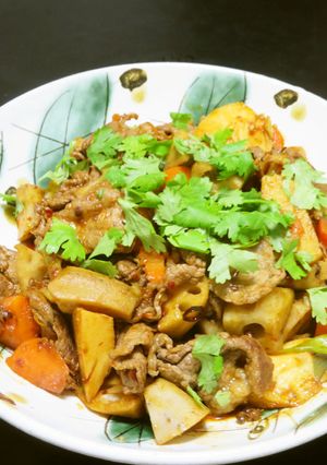 麻辣香鍋：シビ辛な牛肉と筍と蓮根の炒め物-レシピのメイン写真
