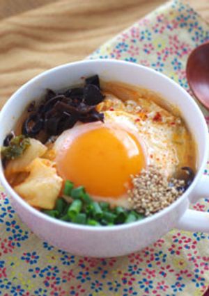 落とし卵と黒きくらげのキムチスープ-レシピのメイン写真