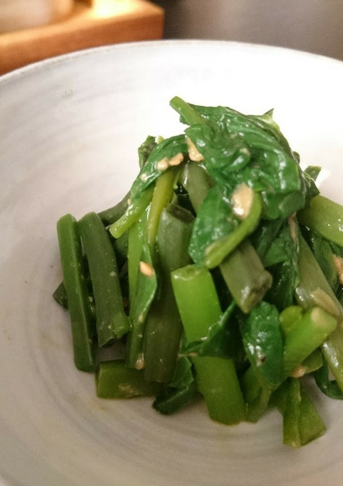 つるむらさきと醤油麹とわさびの和え物-レシピのメイン写真