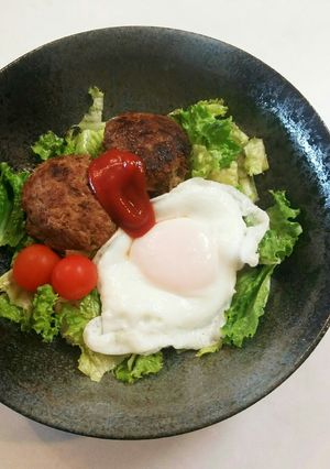 朝ごはん！どんぶり ハンバーグ丼-レシピのメイン写真